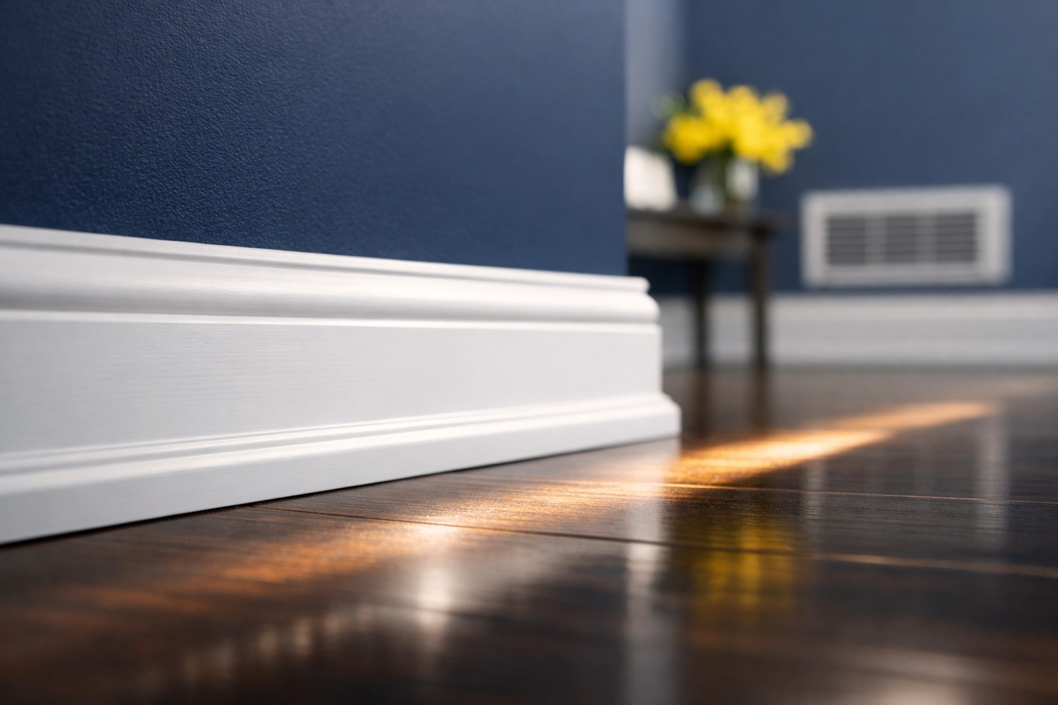 Spotless white baseboards and air vents showing the health benefits of a thorough Westborough deep cleaning.