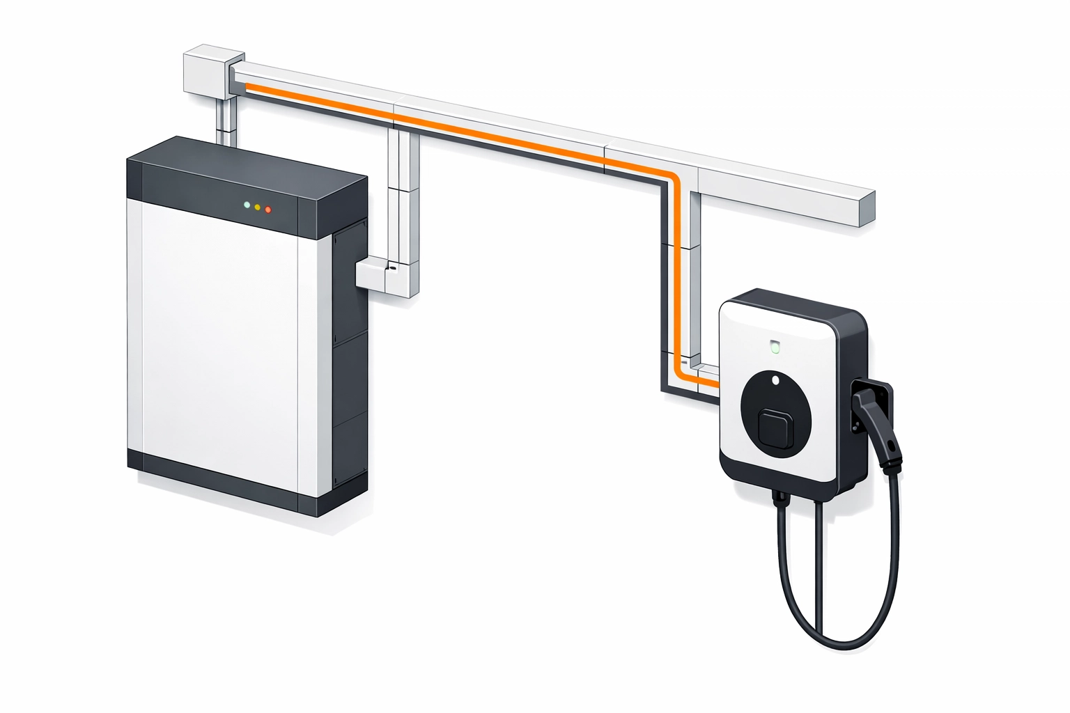 Installation eines PV-Speichers und einer Wallbox für die effiziente Nutzung von Solarstrom.