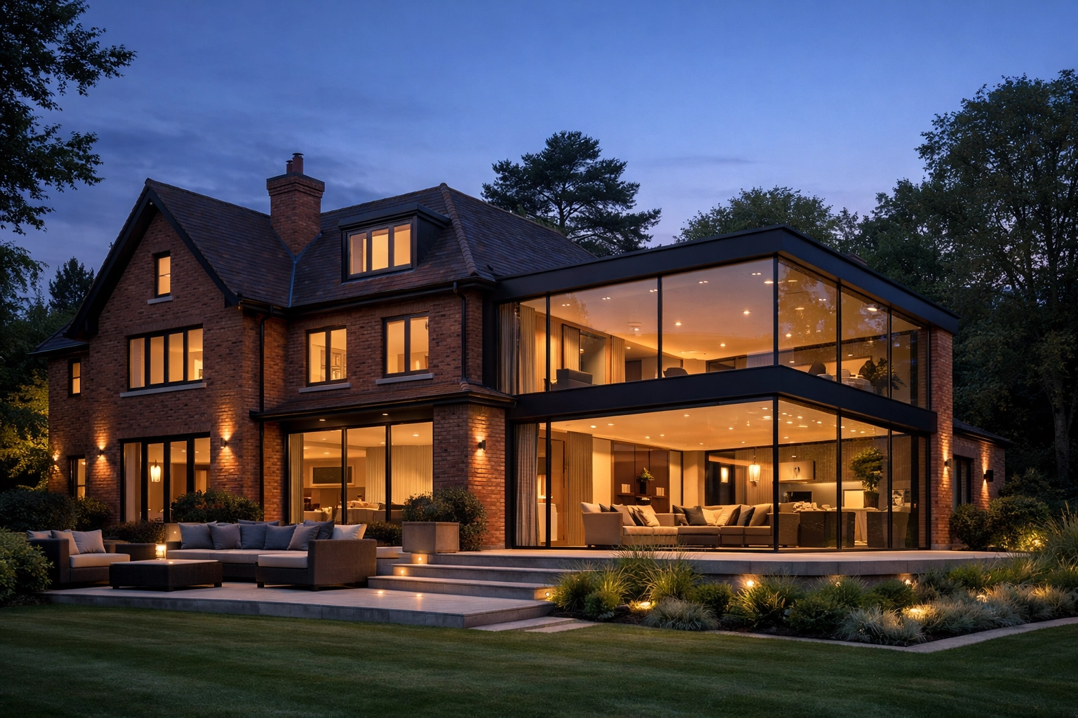 Luxury Surrey home exterior showcasing seamless architectural and structural integration.