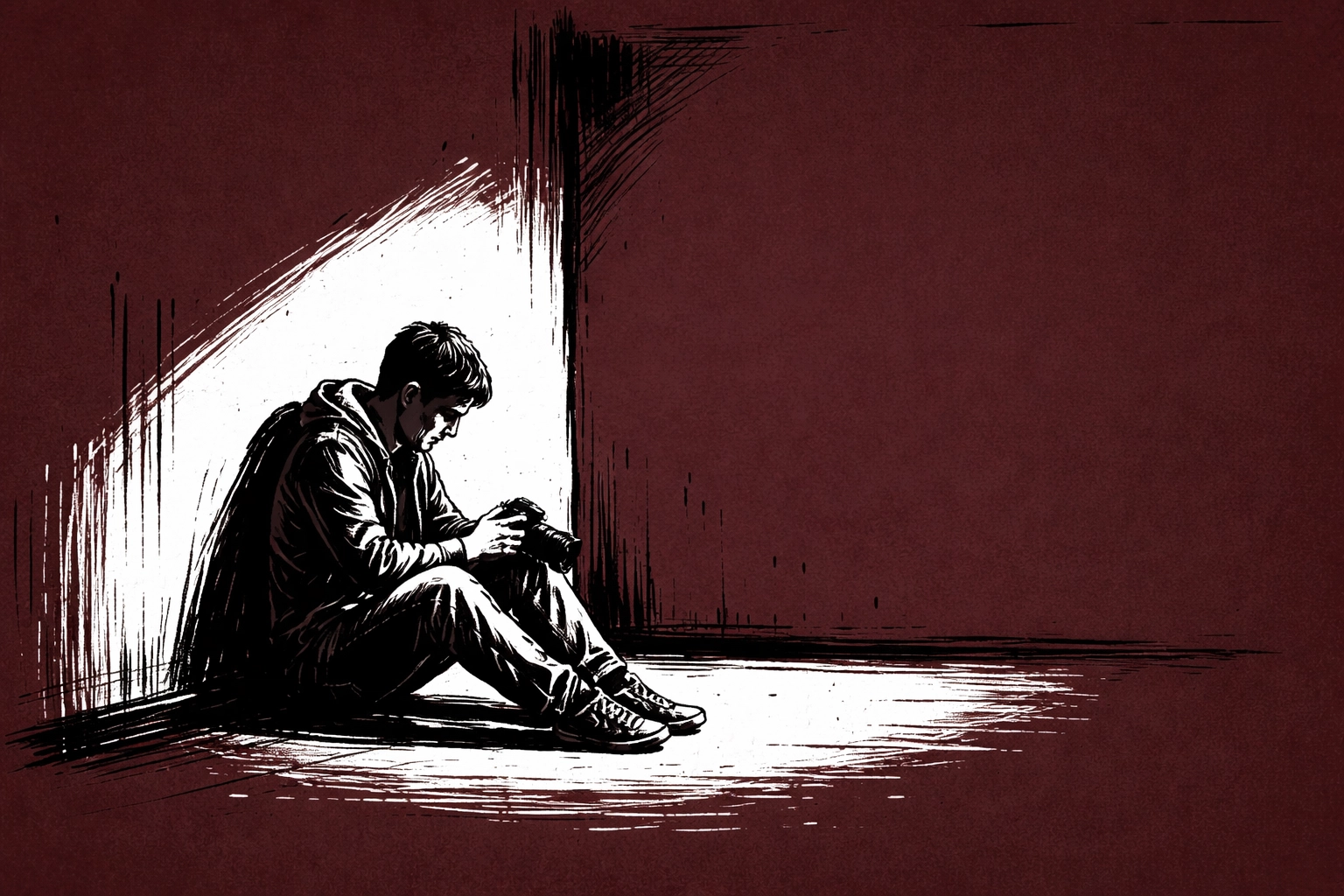 A lone photographer sits in an empty room symbolizing creative isolation before IncluHub collaboration opportunities.