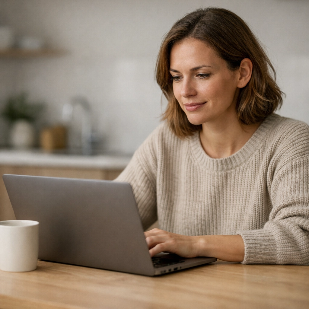 A person using a laptop to apply for a payday loan online in Canada from home.