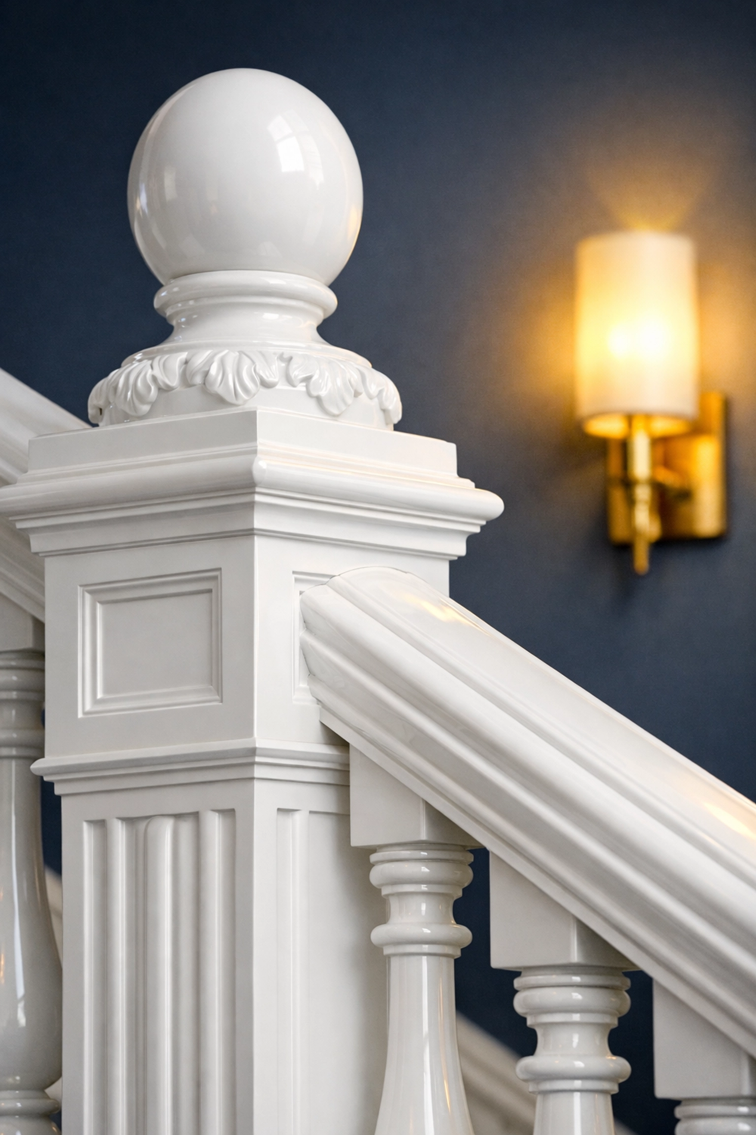 Detail of clean, dust-free architectural millwork in a luxury home in Weston, Massachusetts.