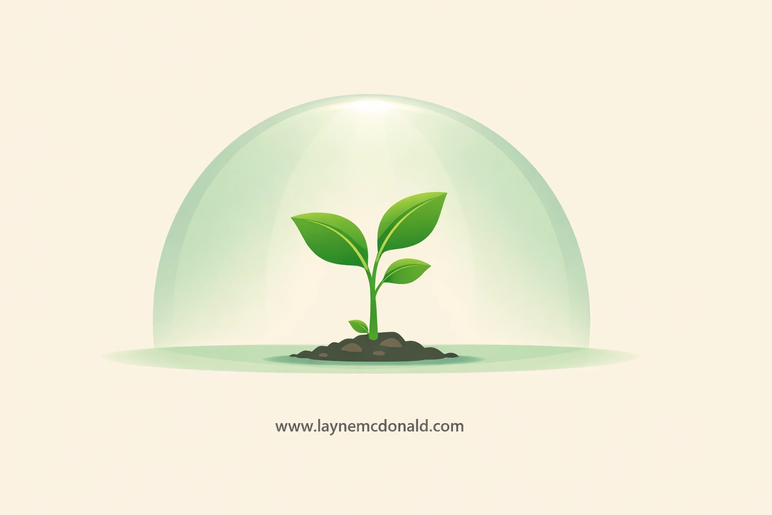 A small seedling growing under a protective umbrella of light, showing psychological safety in leadership.