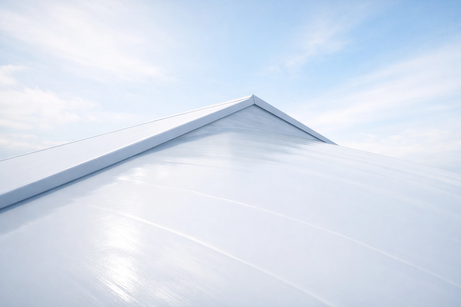 A fully restored roof with a high-quality protective membrane coating and fresh roof painting.