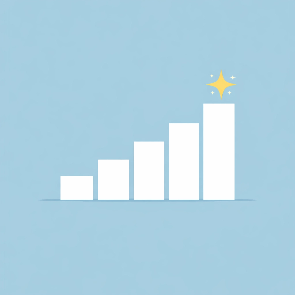 Gráfica de barras ascendentes que representa el crecimiento financiero y un score de crédito alto.