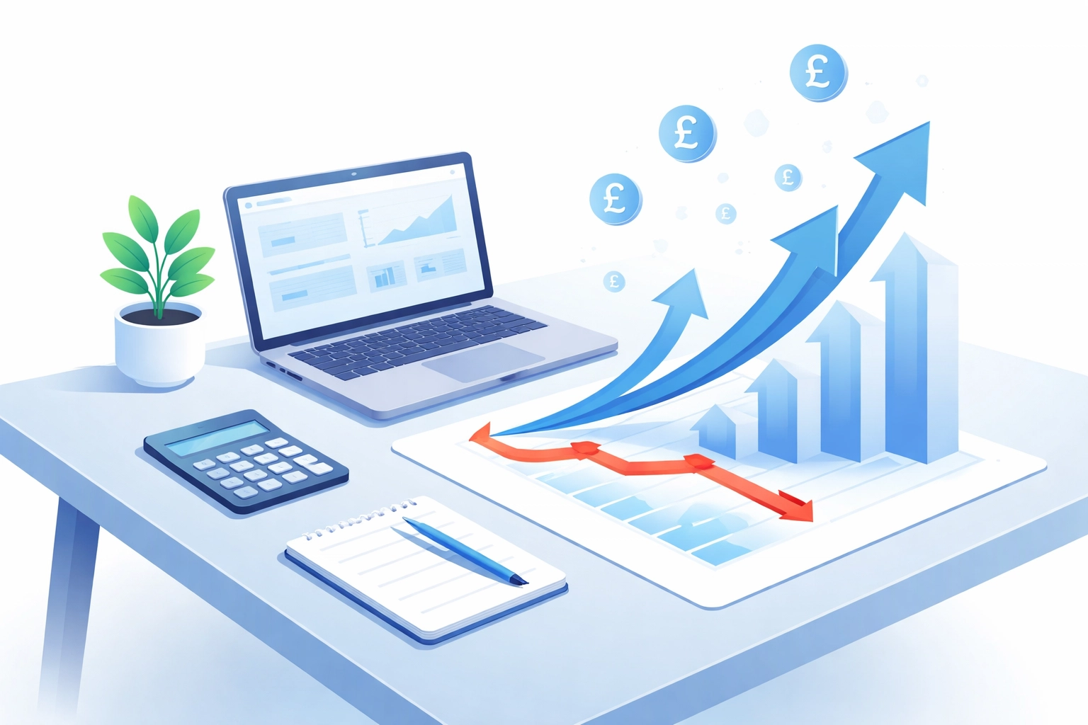 MSP cost savings from whitelabel IT support illustrated with growth charts and financial symbols
