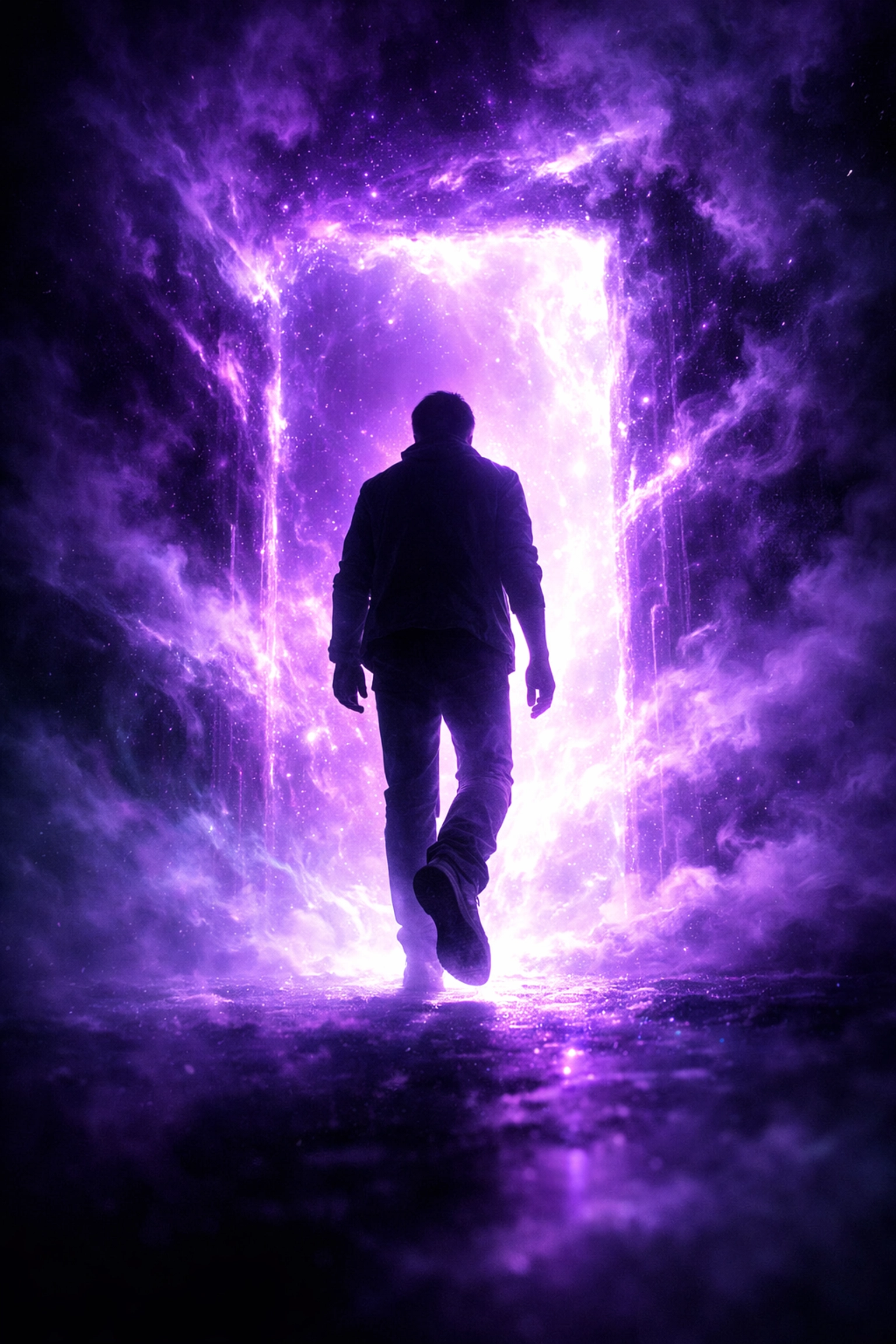 Person at the edge of transformation stepping into the threshold moment