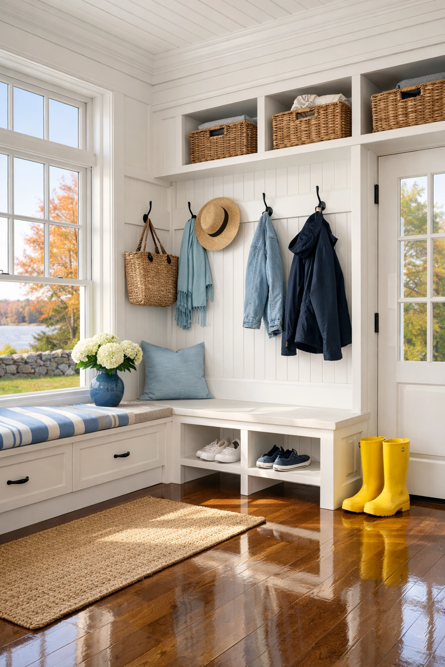 Clean, salt-free entryway in a Leominster home after professional seasonal house cleaning.