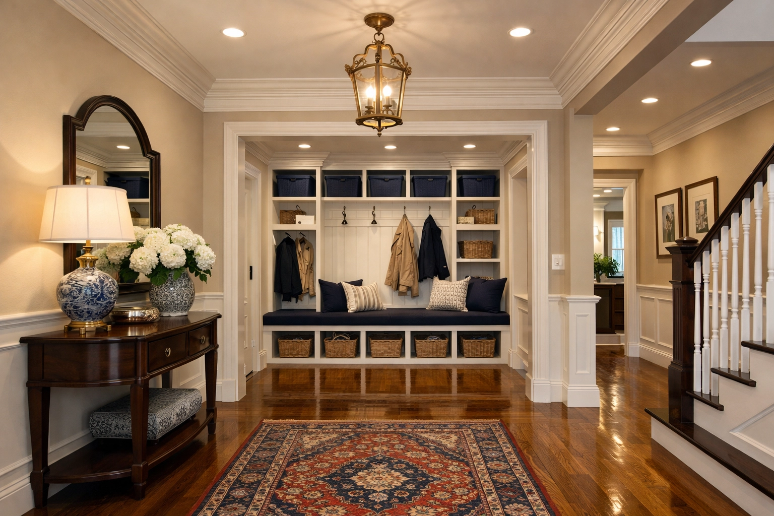 Pristine home entryway in Pepperell MA demonstrating professional residential cleaning standards.