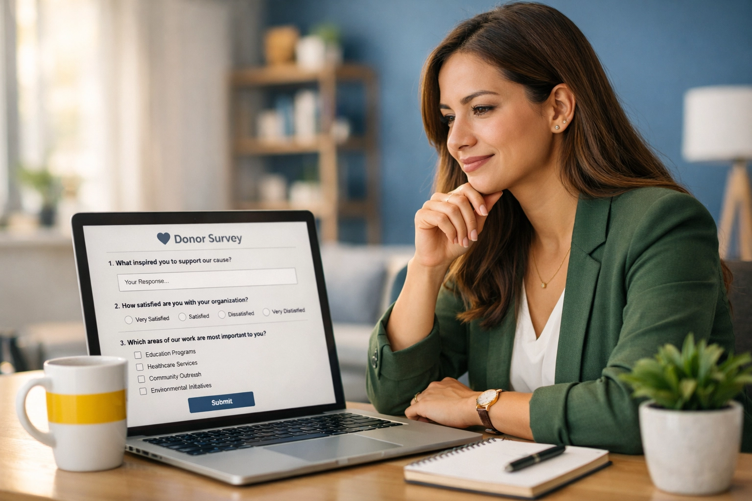 Development director creating a donor survey to identify planned giving prospects