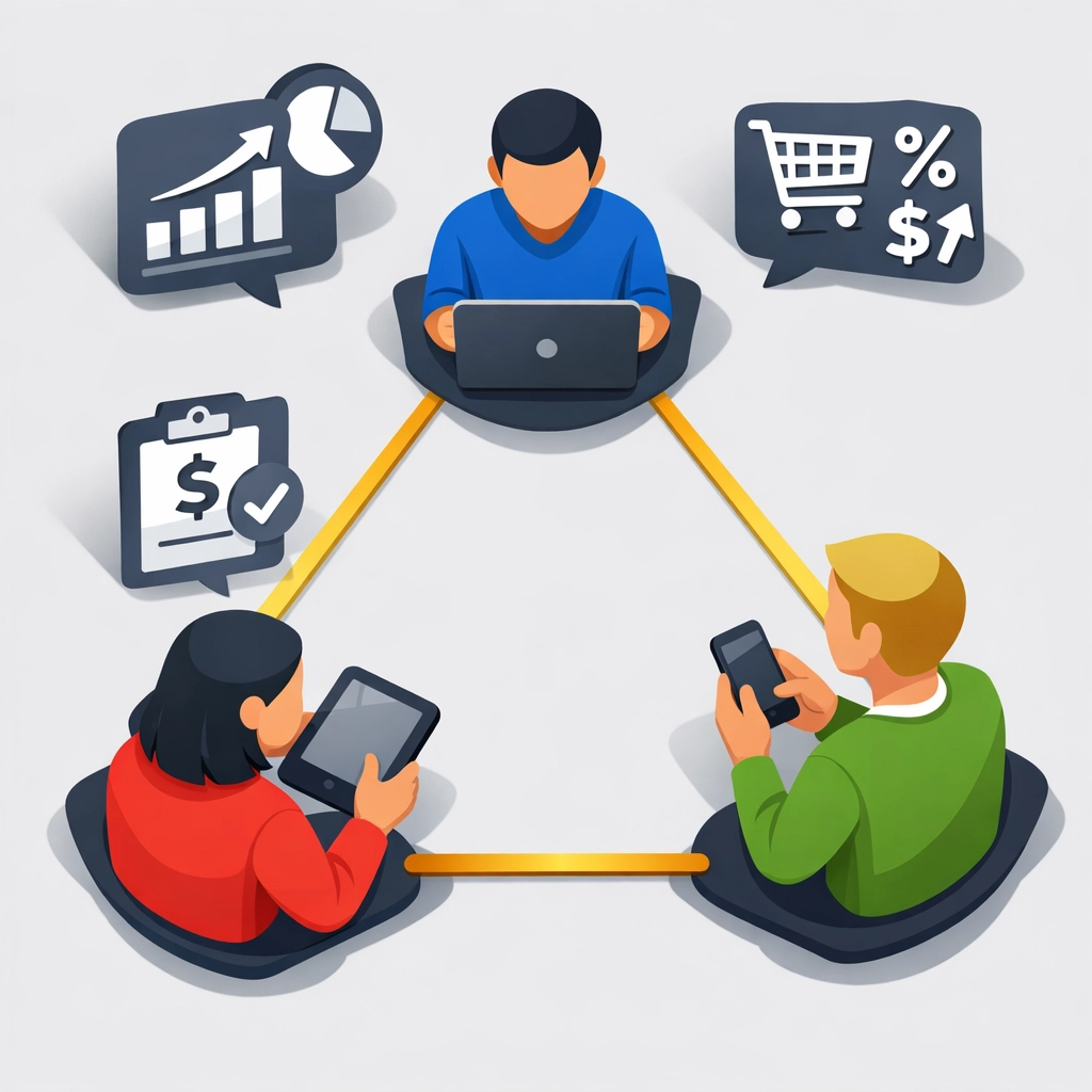 Team collaboration network with commission tracking and sales analytics for webinar platforms
