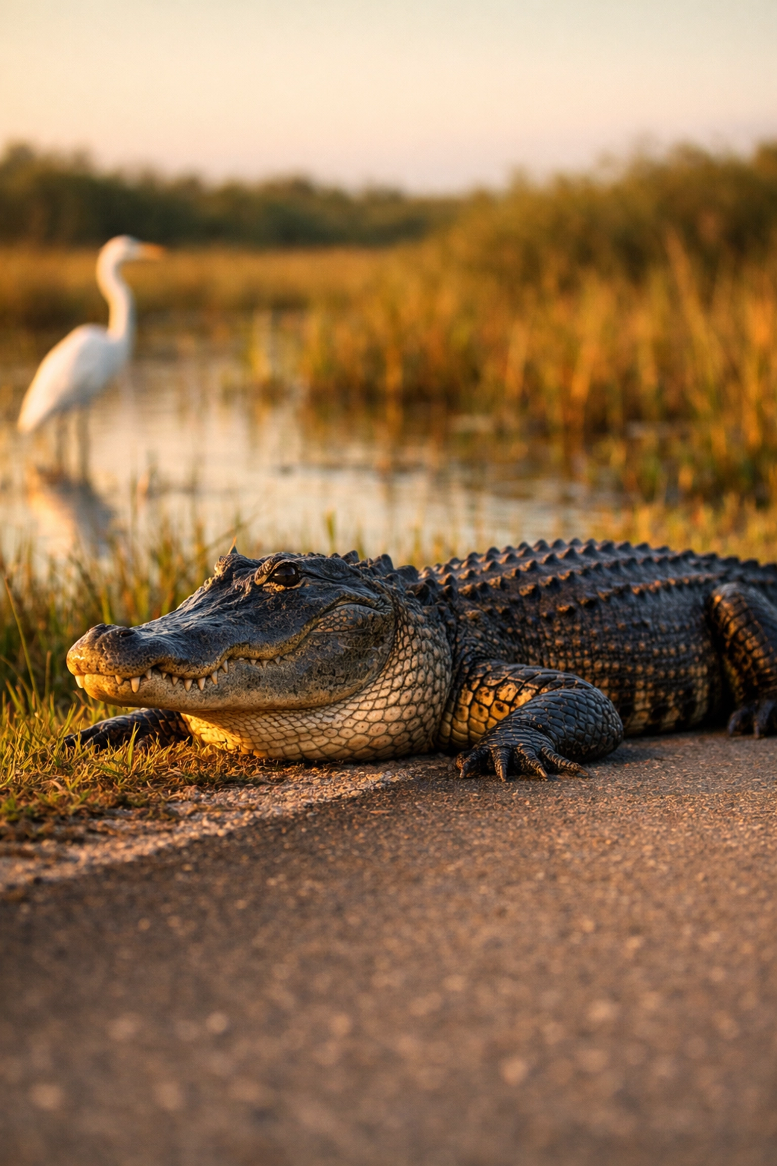 American alligator sunning at Shark Valley, one of the best Everglades photography locations for wildlife.