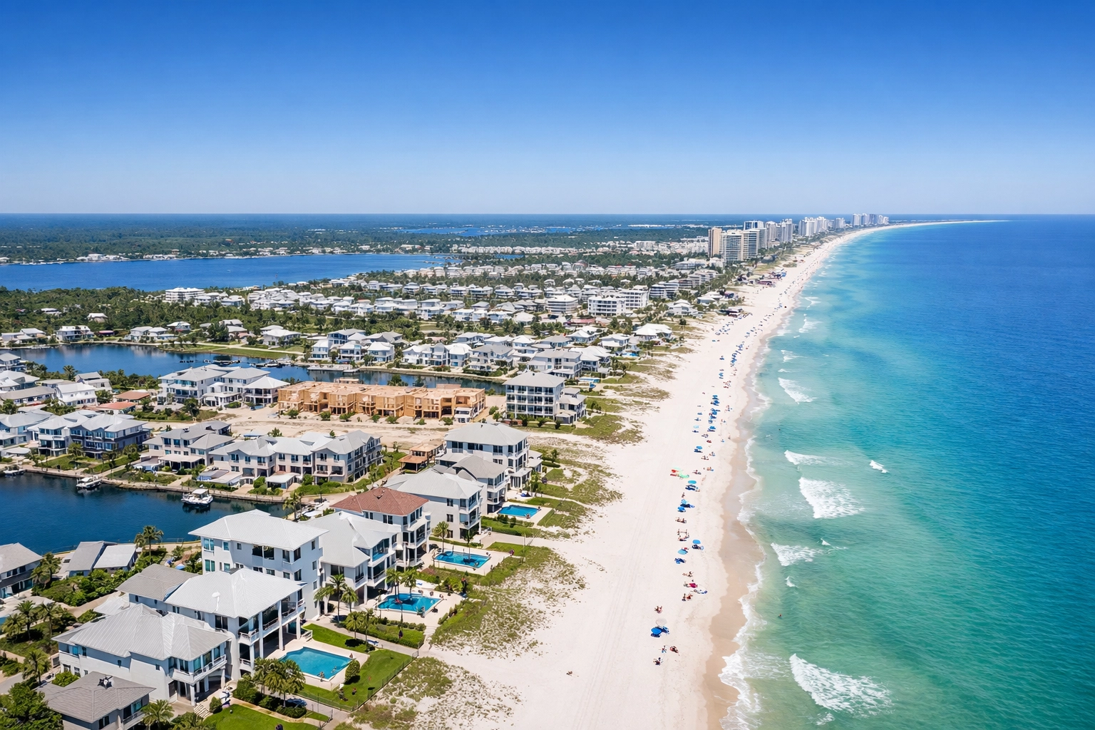Aerial view of Coastal Alabama developments showing high demand for landscaping and property services.