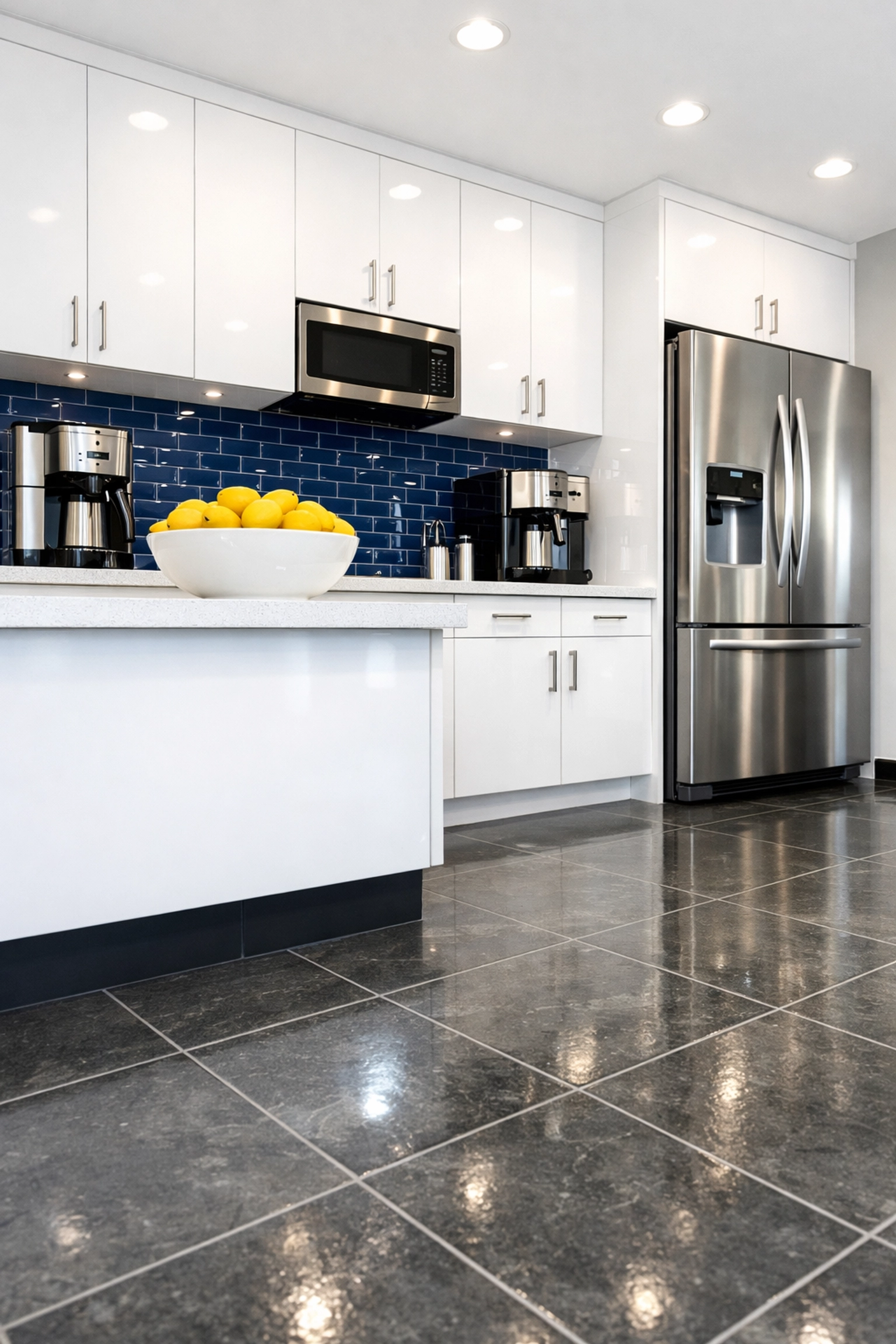 Deep office cleaning Groton MA showing a sanitized and sparkling kitchenette and breakroom for small businesses.