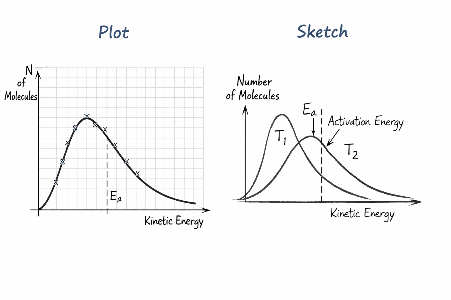 Chemistry graph comparison between 'Plot' and 'Sketch' using Maxwell-Boltzmann distributions.