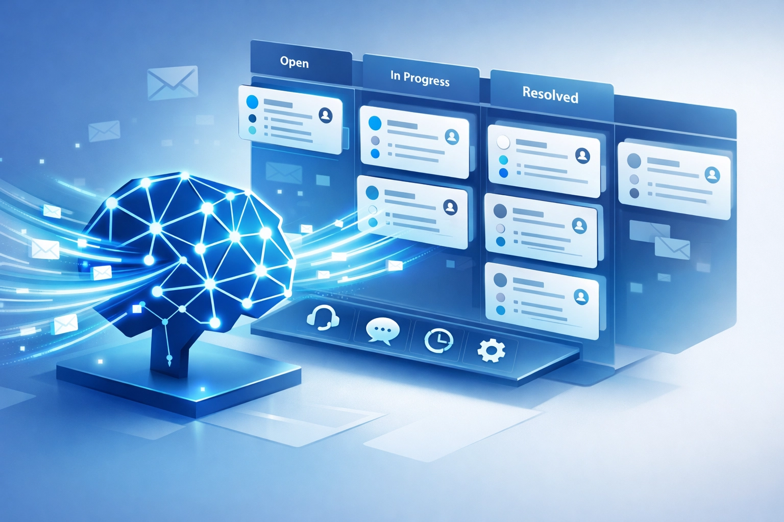 AI-powered support ticket dashboard organizing and prioritizing customer requests
