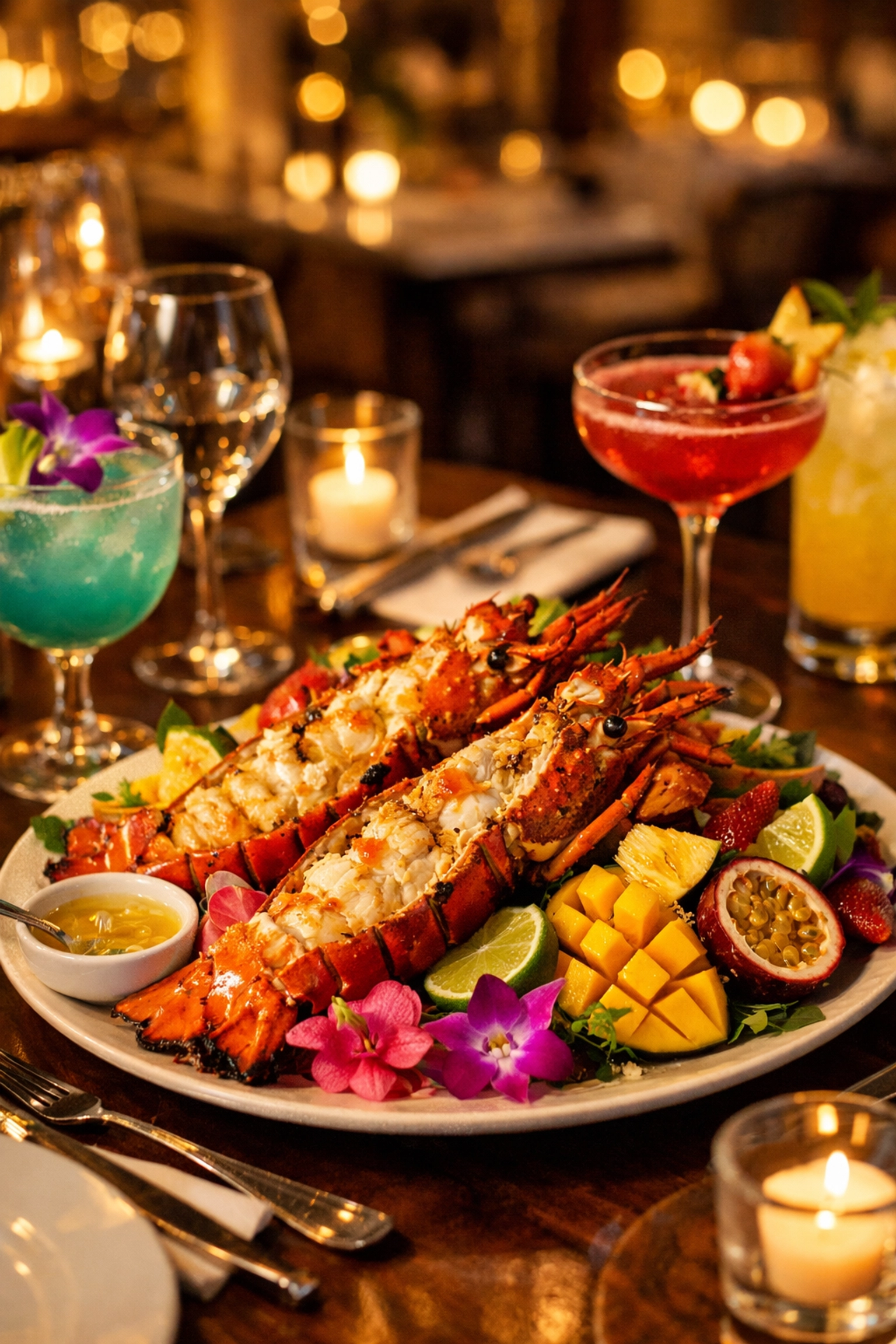 Gourmet lobster dinner and tropical cocktails at Barceló Bávaro, curated by our custom travel planning experts.