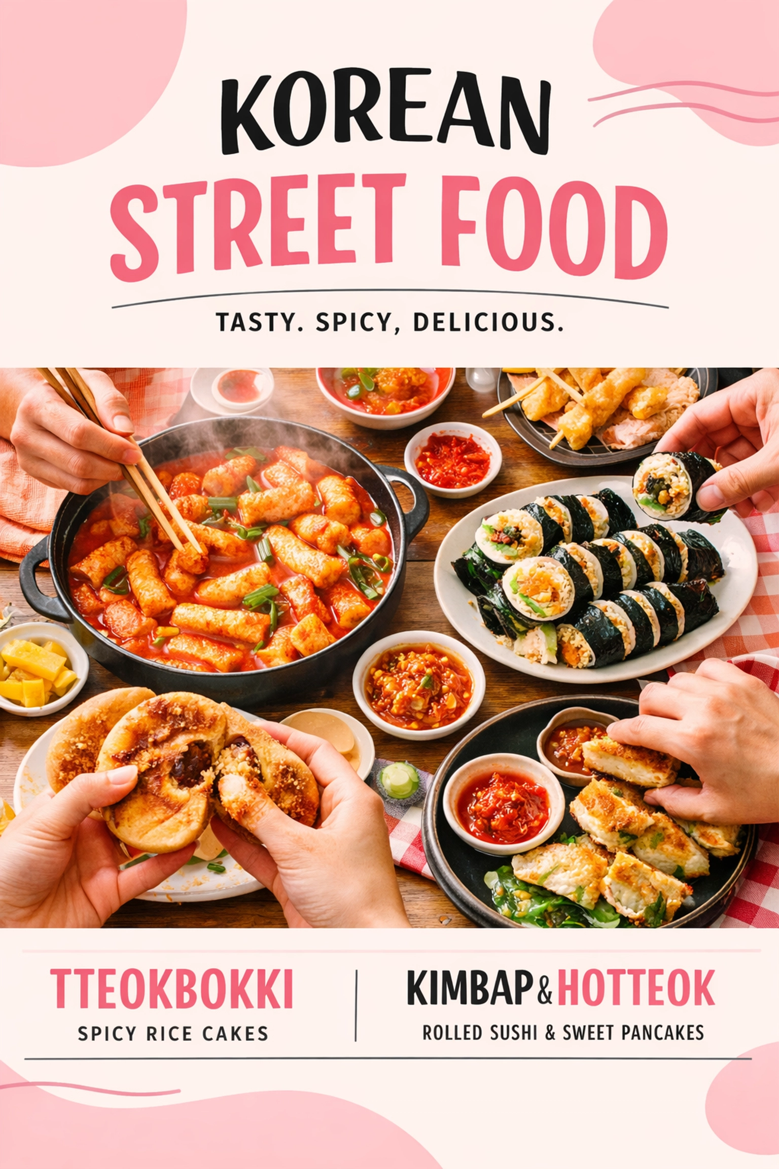 Traditional Korean street food and cultural dishes featured in Intrepid's South Korea FAM program