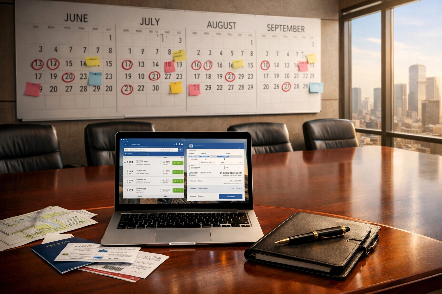 Are You Making These 7 Super Bowl Corporate Travel Mistakes That Cost Companies $100K+ Per Event? Corporate executive planning early Super Bowl travel bookings with calendar and laptop