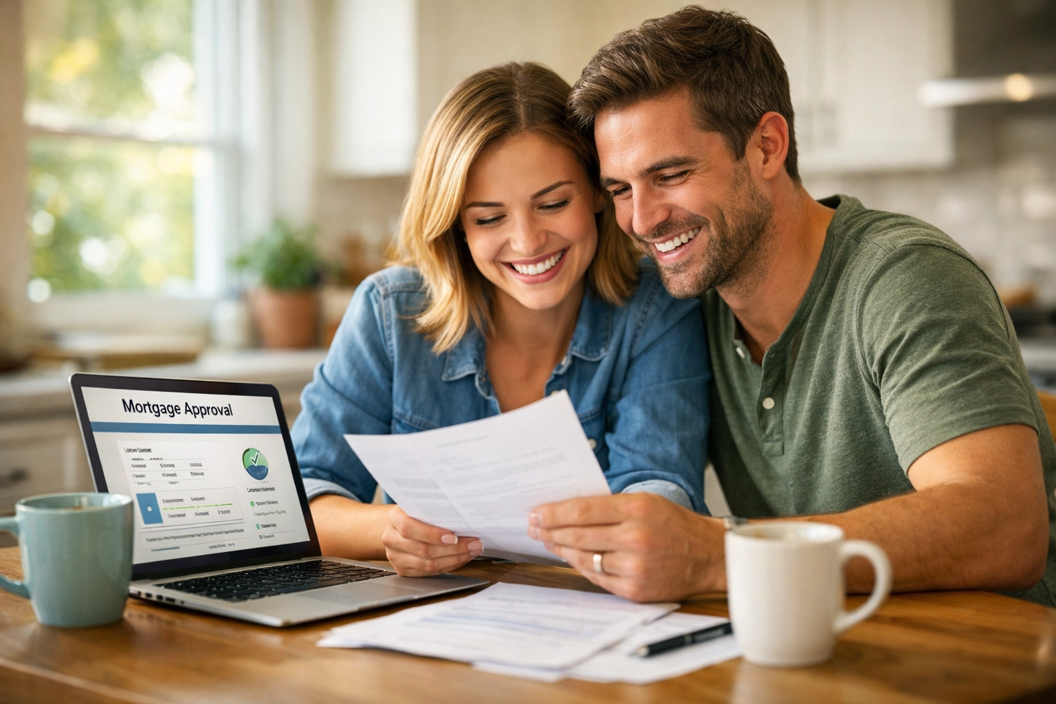 Connecticut homebuyers reviewing insurance and mortgage documents at home