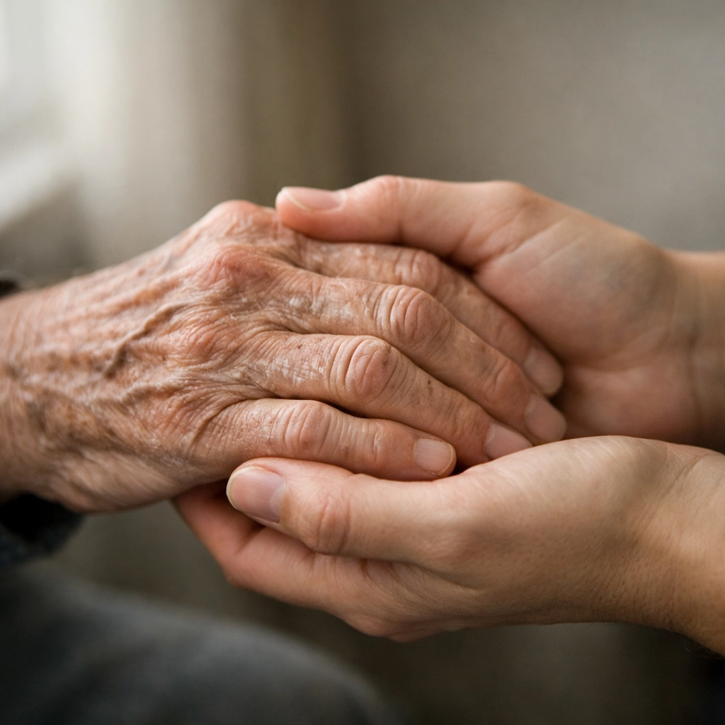 Supportive hands clasped together showing compassion in addiction recovery