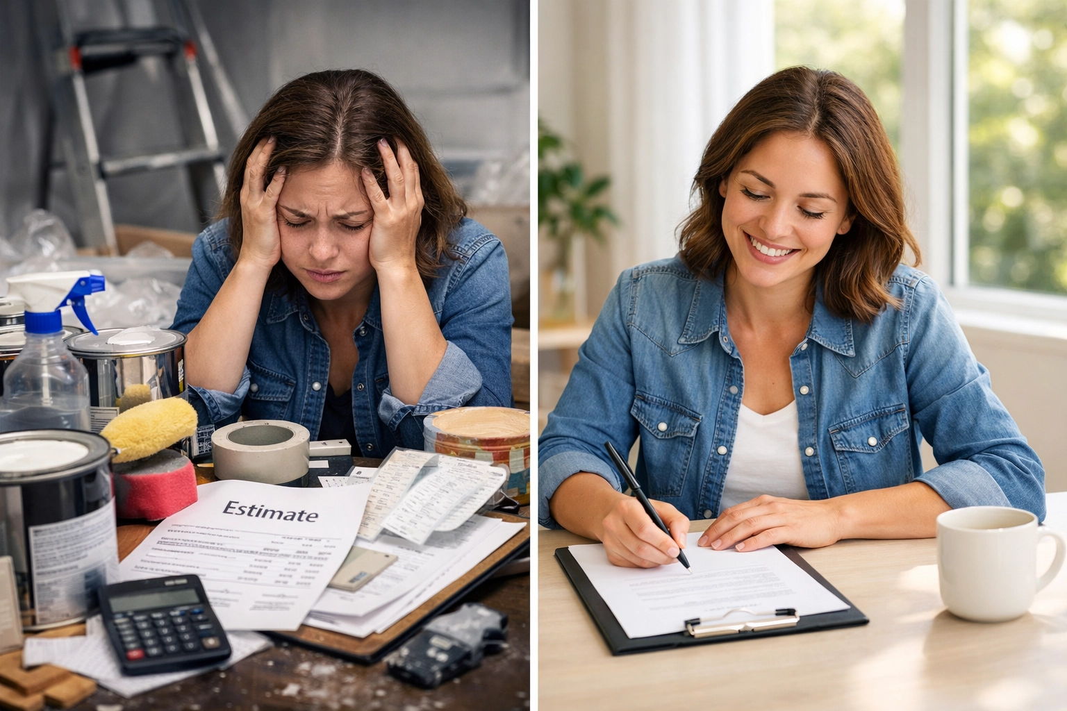 Comparison of stressful traditional home sale process versus simple as-is cash sale option