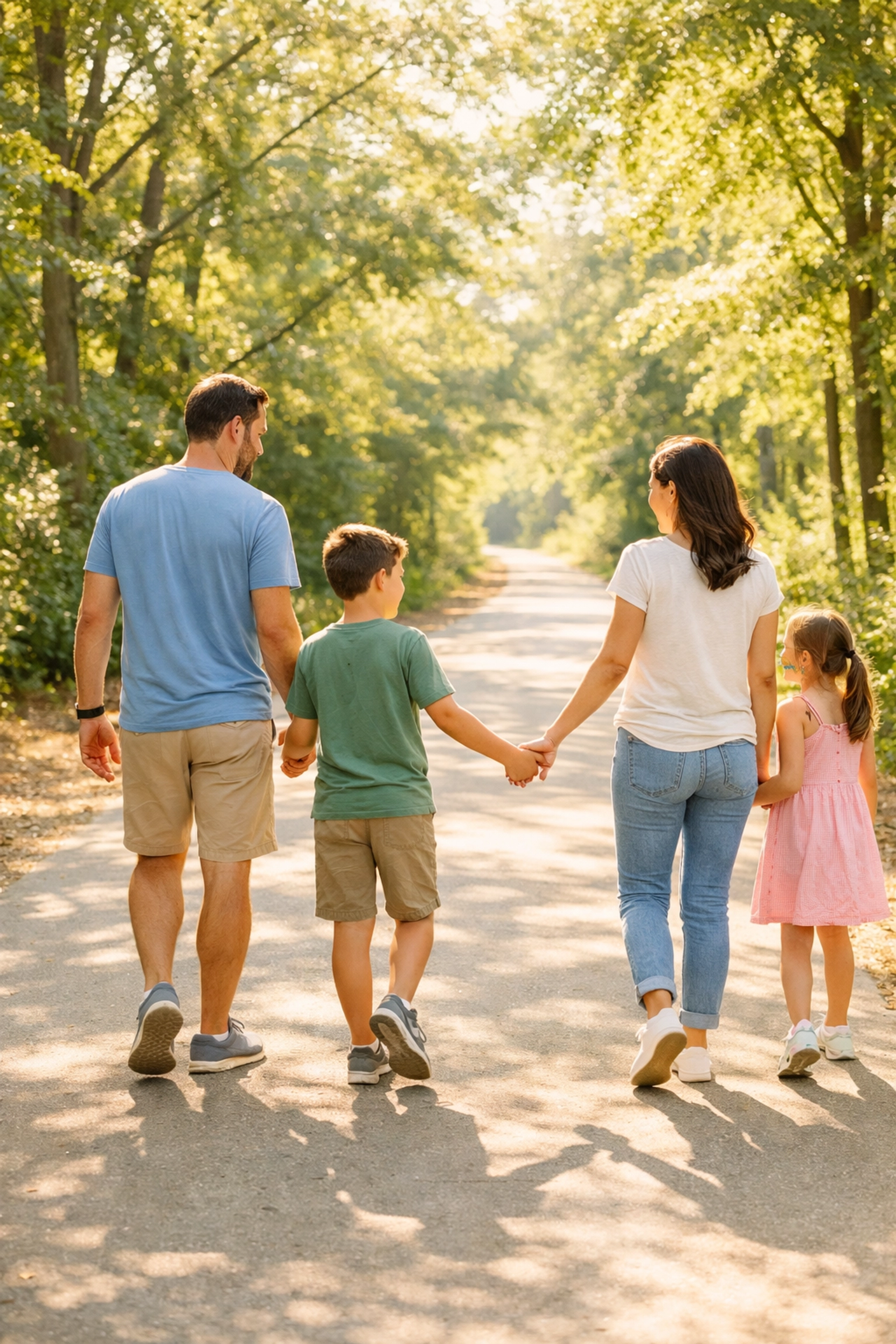 Greenville family enjoying weekend time on Swamp Rabbit Trail instead of DIY cleaning