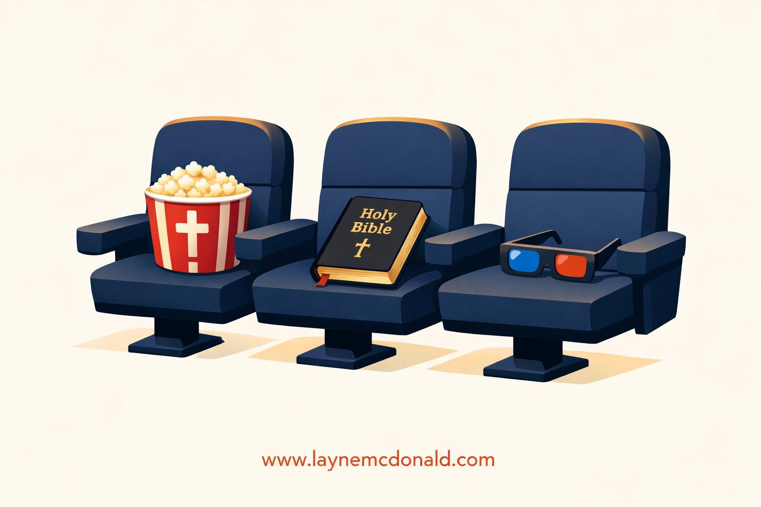 Movie theater seats with Bible and cross symbolizing Christian family movie reviews