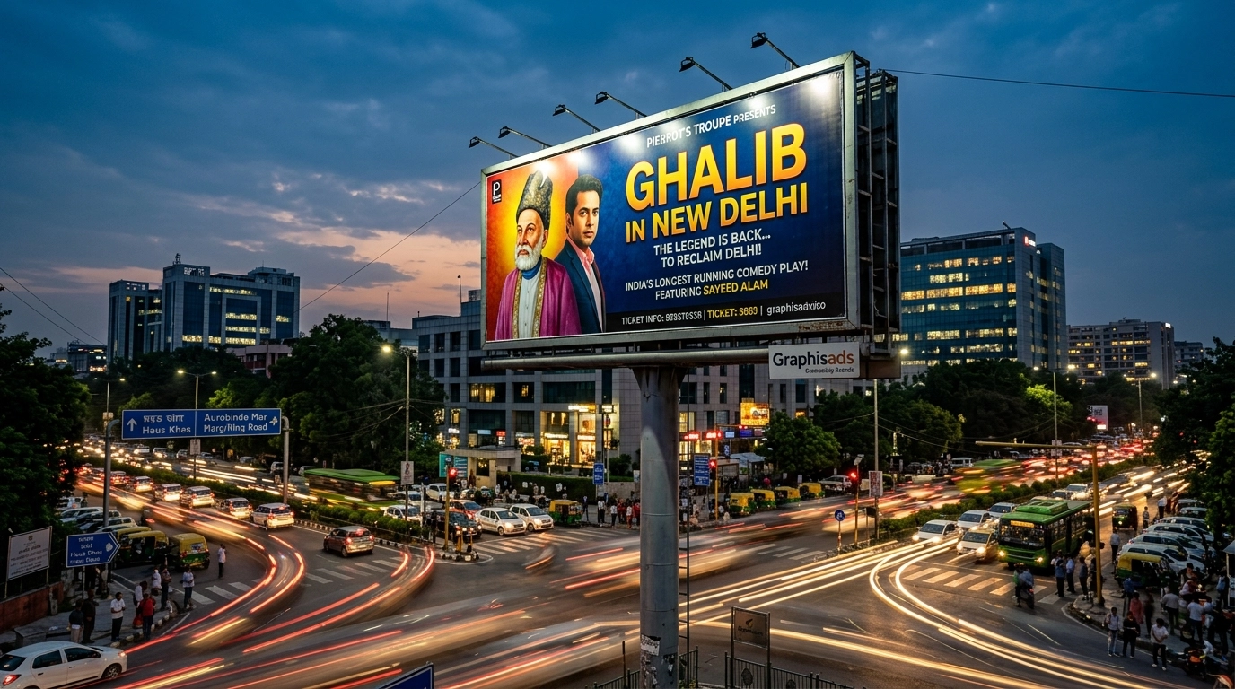 A Ghalib in New Delhi billboard in the city