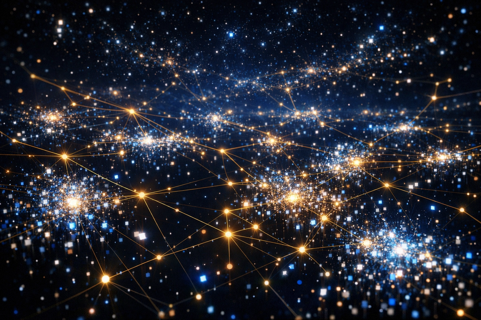 A network of glowing nodes representing a personal AI vector database for semantic document searching.