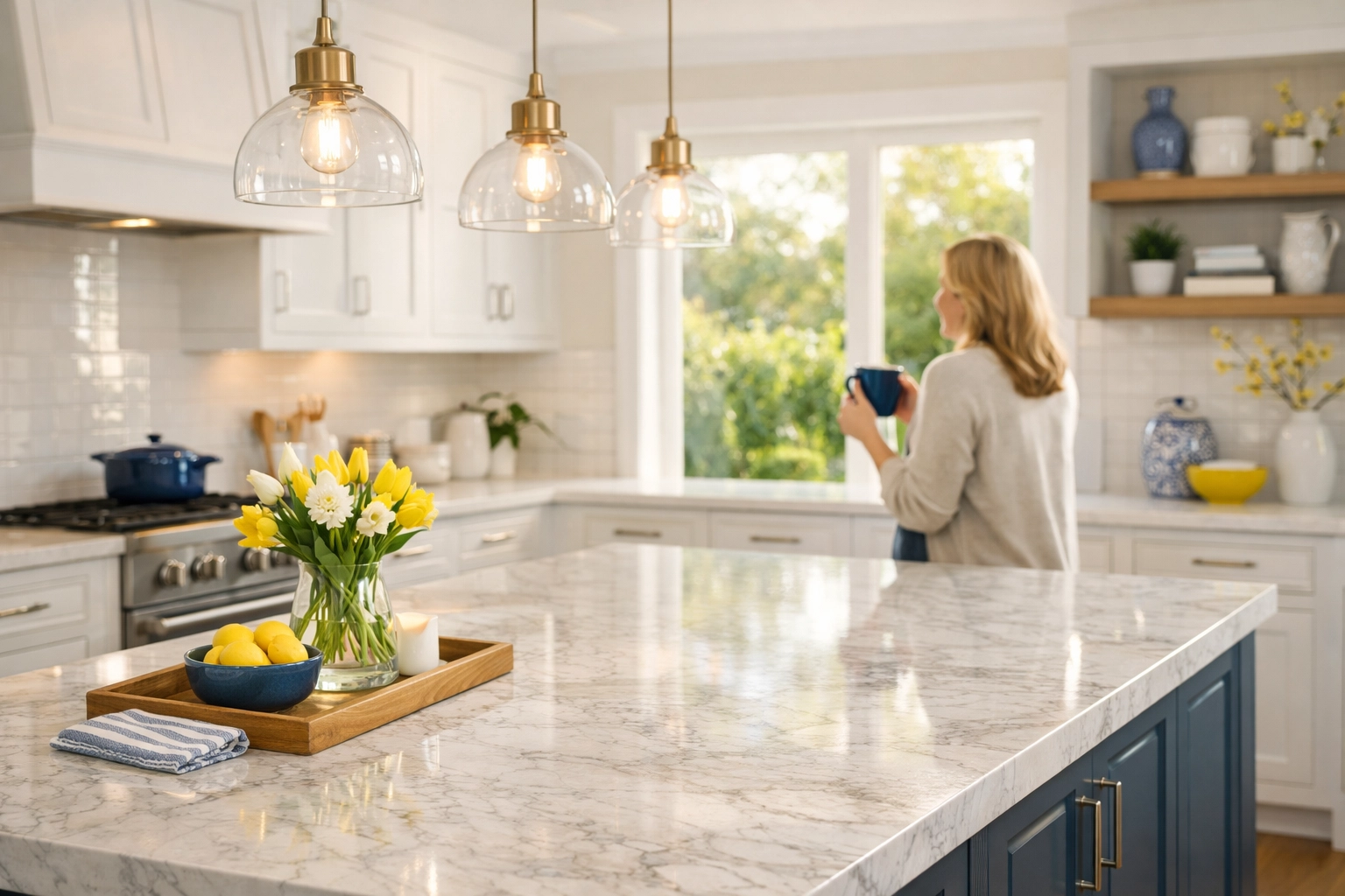 A clutter-free modern kitchen highlighting the stress-free results of deep cleaning Framingham MA services.