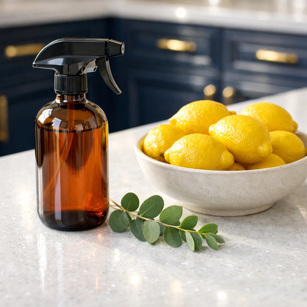 Sparkling clean kitchen island in Hudson featuring eco-friendly cleaning supplies and fresh surfaces.