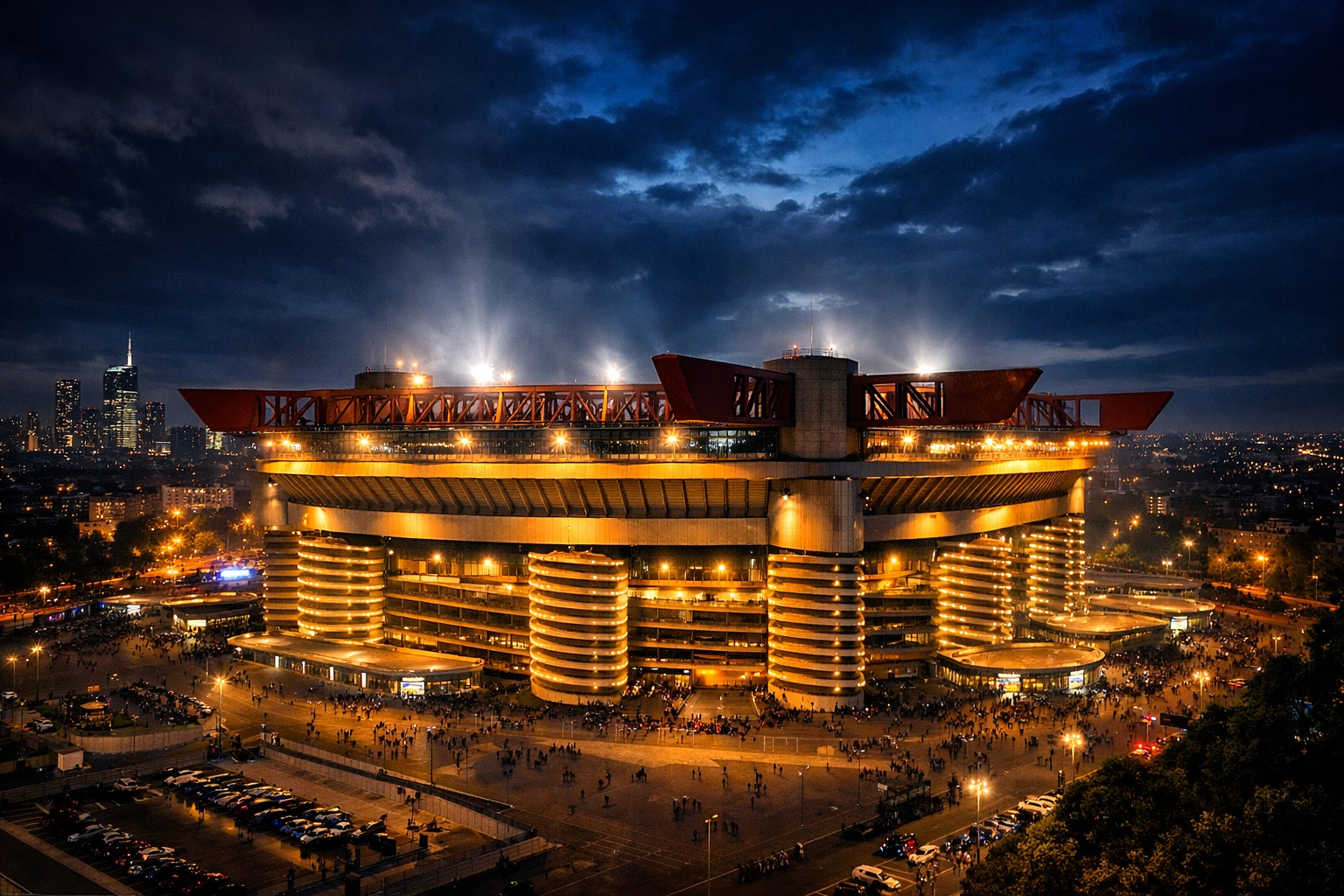 San Siro Stadion bei Nacht Mailänder Derby Spielstätte