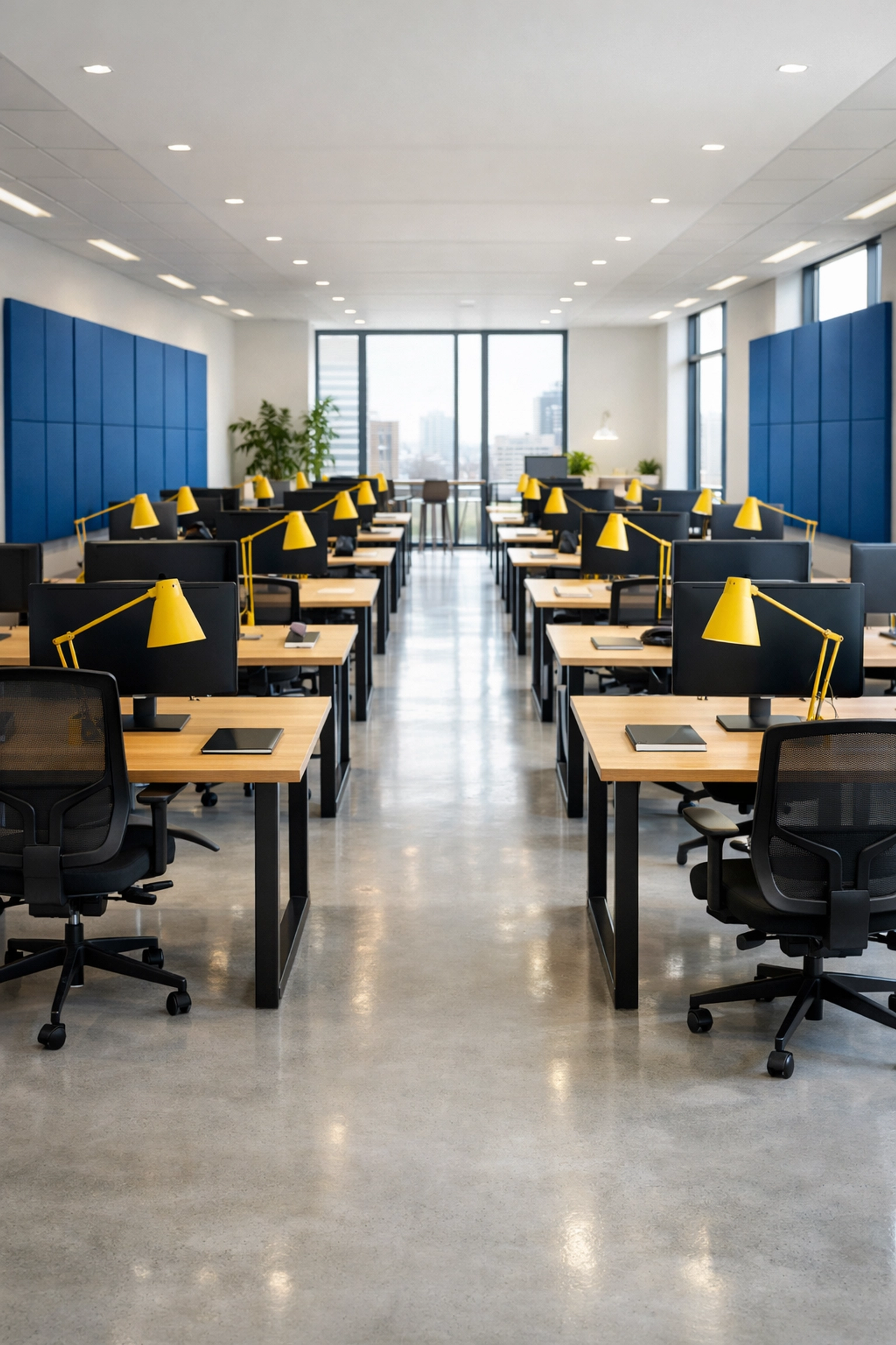 Spotless open-plan office in Newton with dust-free desks and professionally vacuumed commercial floors.