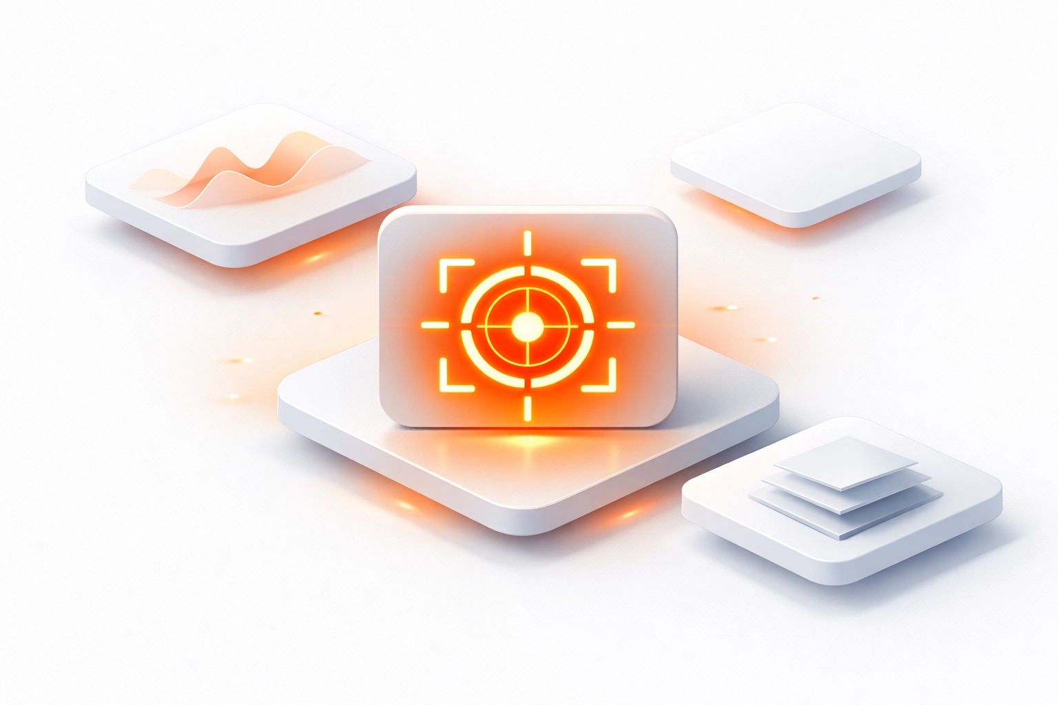 Glowing orange target reticle representing high-salary job search and real-time market pulse data.