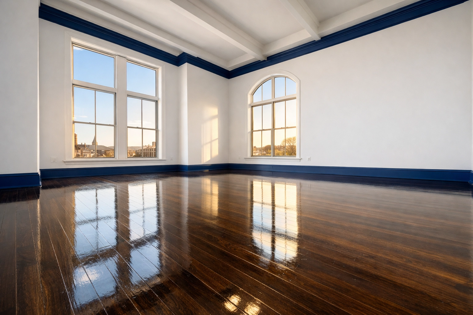 Spotless empty apartment living room in Worcester MA after professional move-out cleaning services.