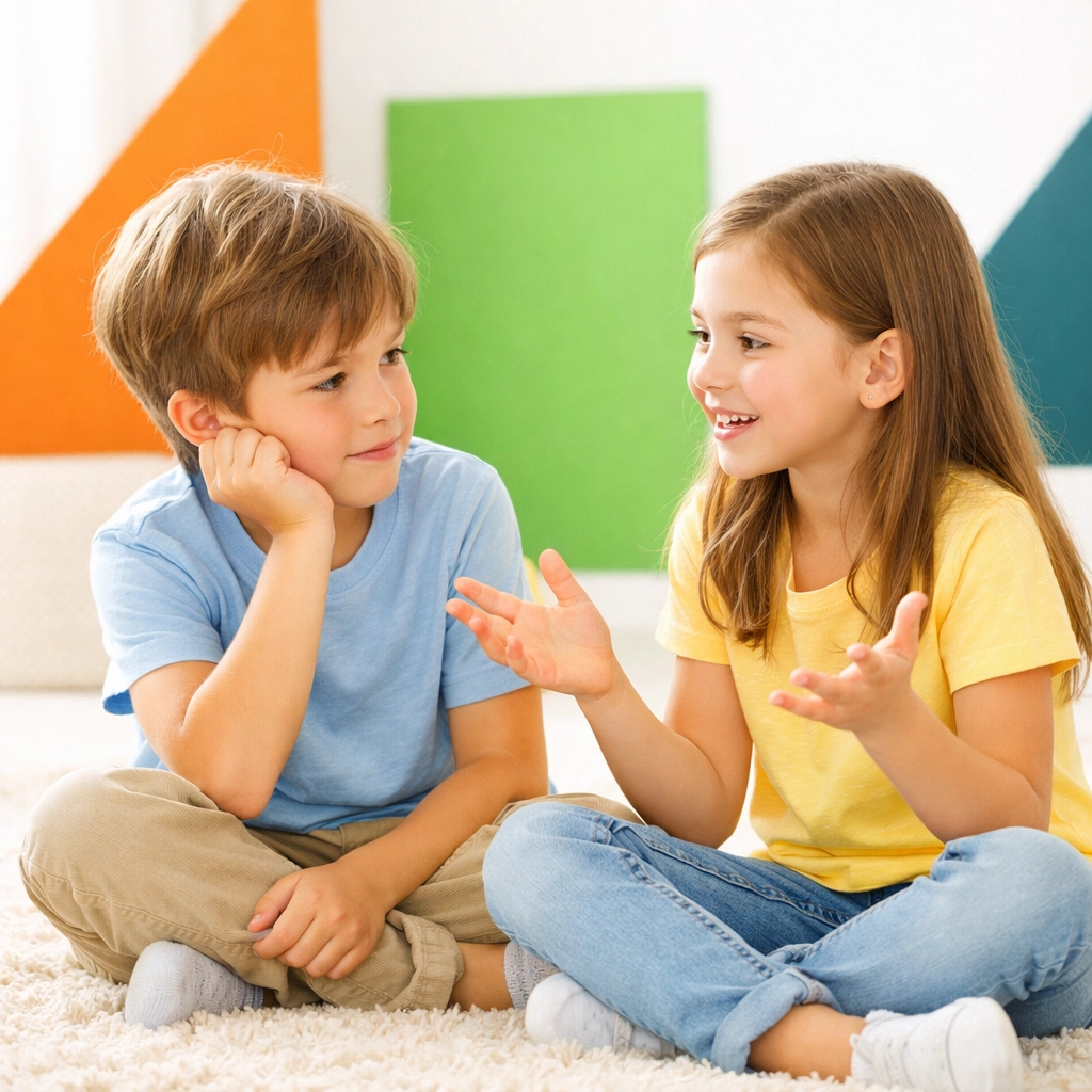 Two children building empathy and emotional intelligence through meaningful conversation