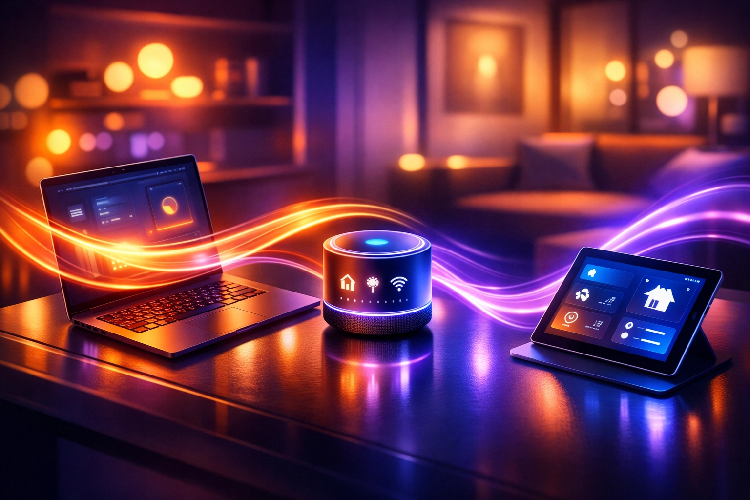 A connected home digital ecosystem benefiting from professional residential IT support services.