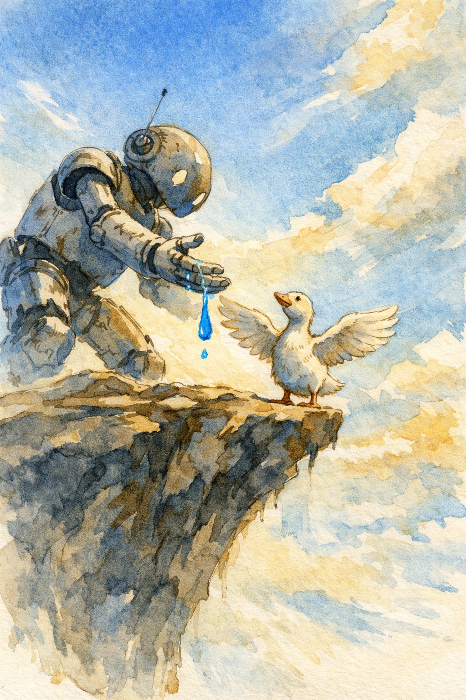 Robot Roz teaching Brightbill to fly in Wild Robot demonstrating parental sacrifice