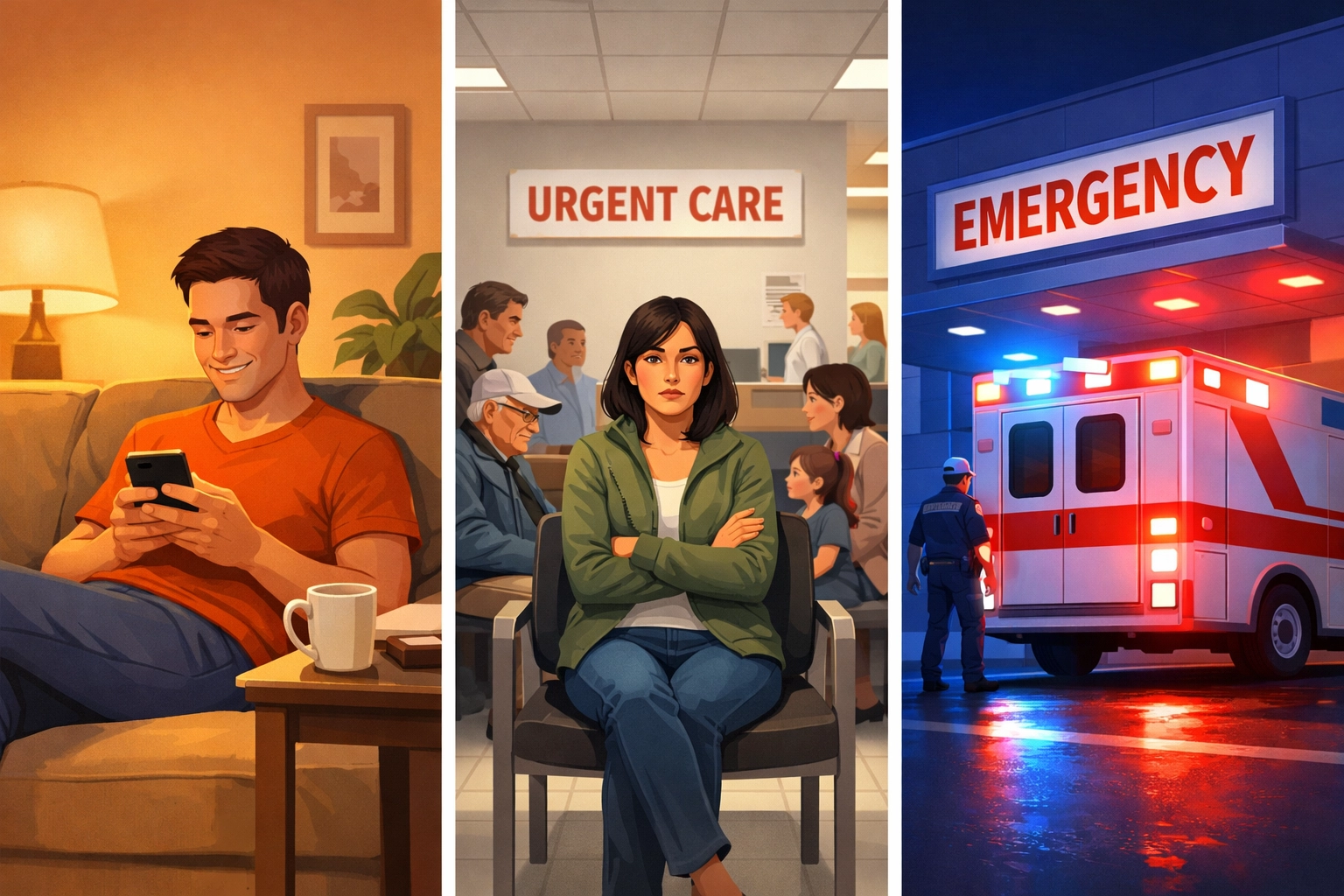 Comparison of telehealth, urgent care, and emergency room options for respiratory illness treatment