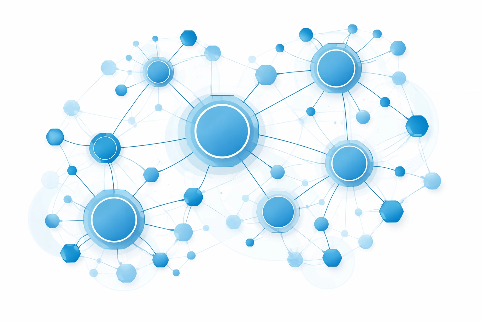 Diagram of interconnected topic clusters and semantic relationships highlighting modern SEO content strategy