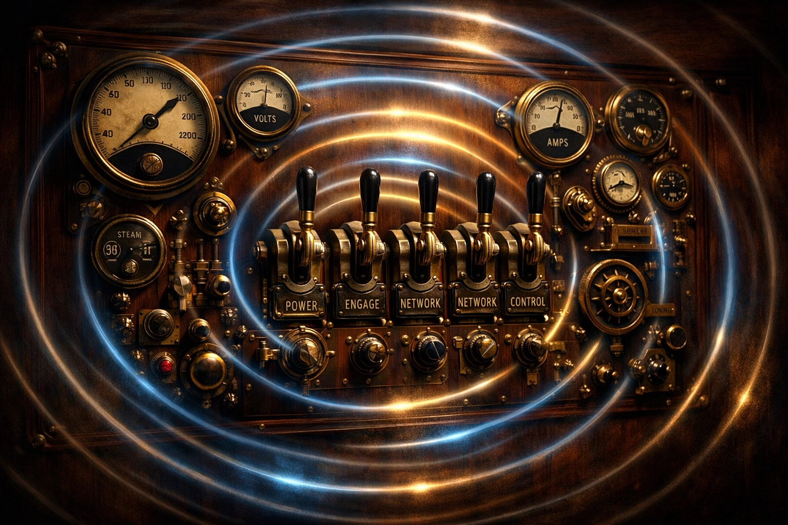 Federal Reserve control panel with ripples showing monetary policy influence across financial system