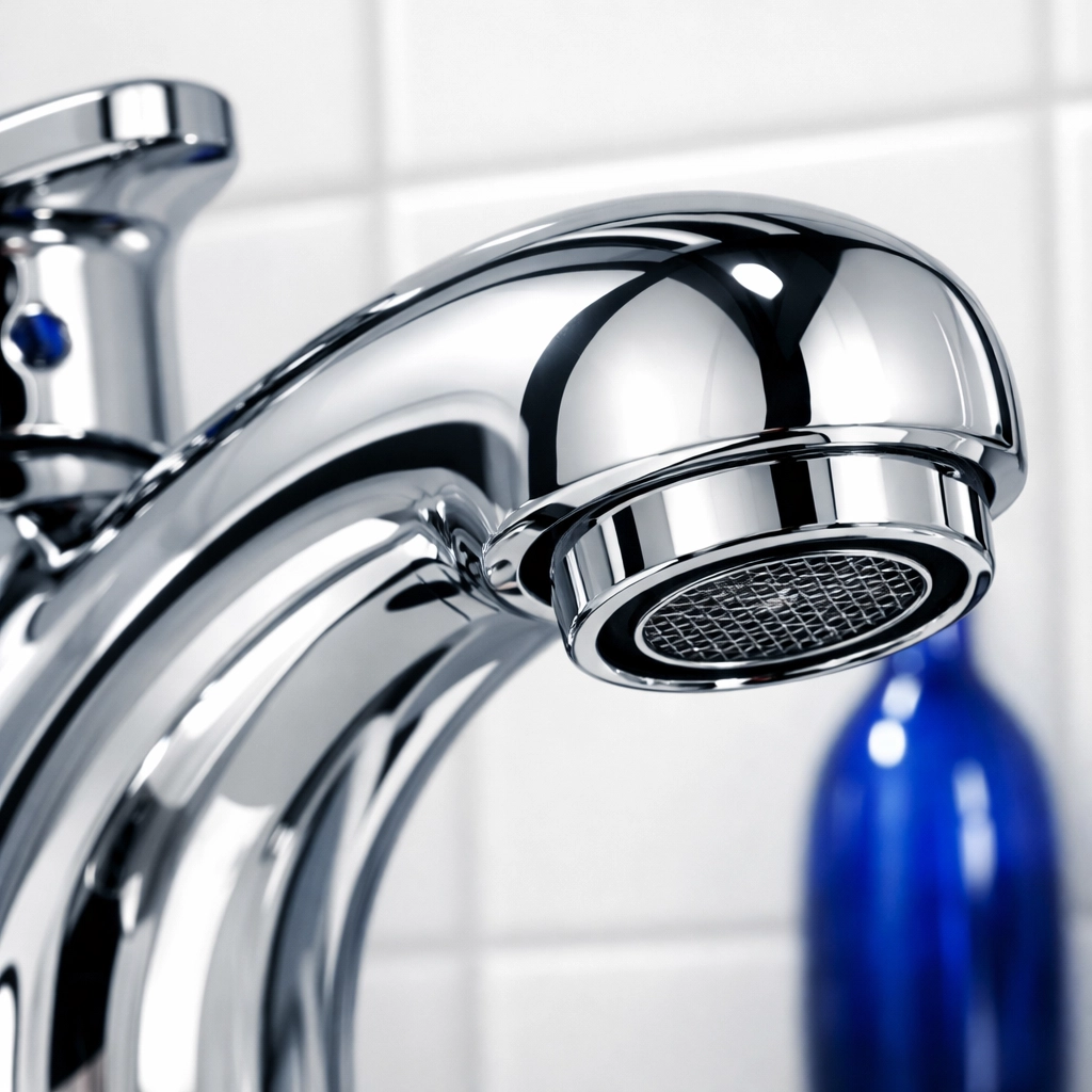 Sparkling clean chrome bathroom faucet sanitized with eco-friendly cleaning tips.