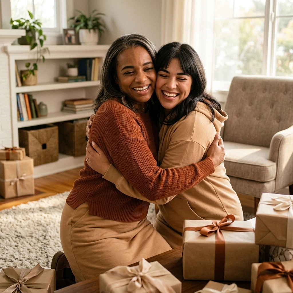 Mother and daughter sharing a happy moment
