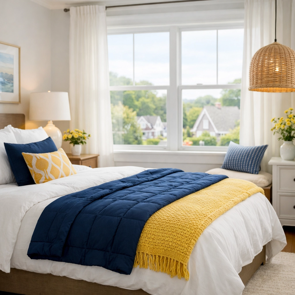 Serene bedroom sanctuary in Leominster MA kept fresh by professional residential cleaning services.