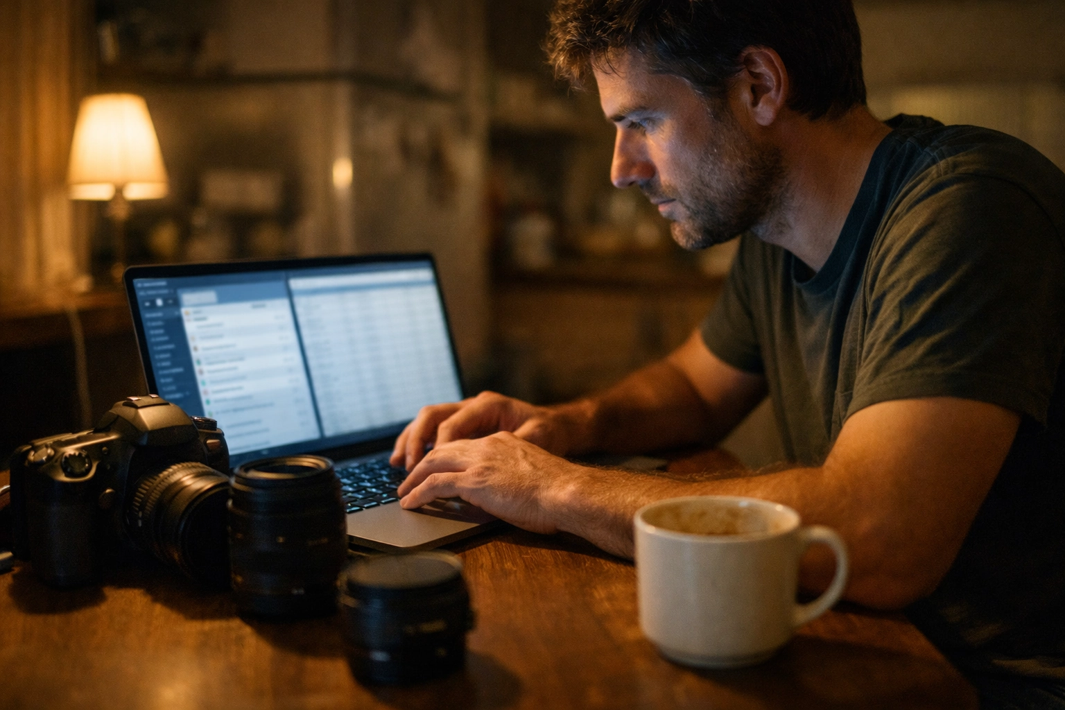 The Ultimate Guide to ProShoot.io: Everything You Need to Succeed as a Freelance Photographer 1 Photographer at a desk managing admin tasks and booking jobs for their freelance photography business.