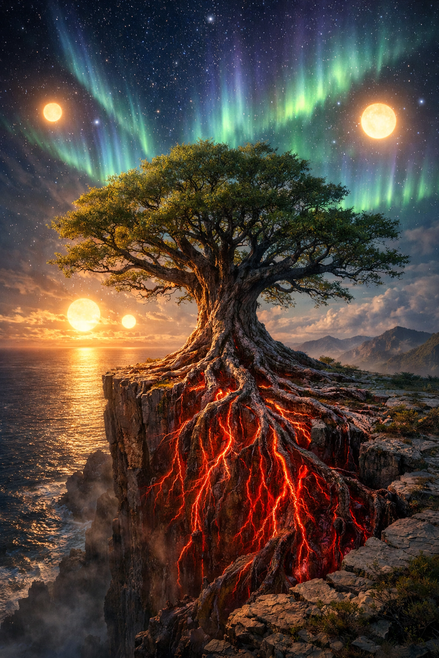 A visionary tree representing a peaceful family lineage healed through co-regulation skills.