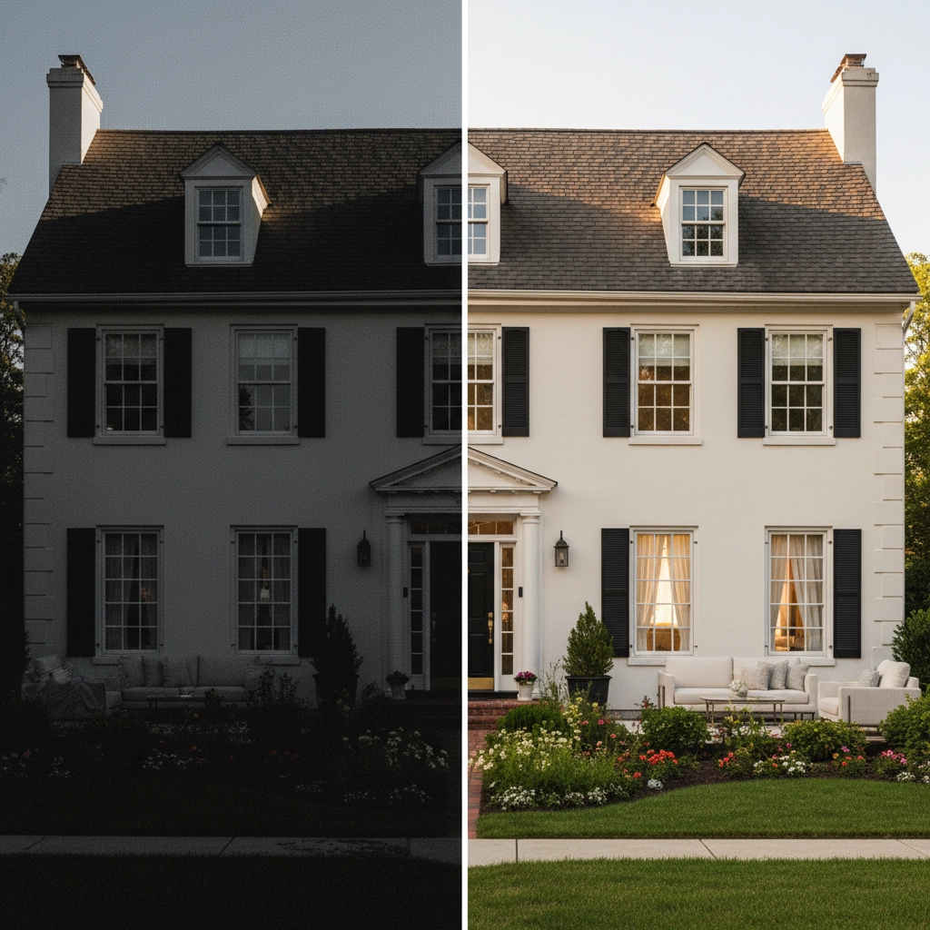 A house with a slightly unkempt exterior, representing a hidden-value property that could be a Black Friday deal A house with a slightly unkempt exterior, representing a hidden-value property that could be a Black Friday deal