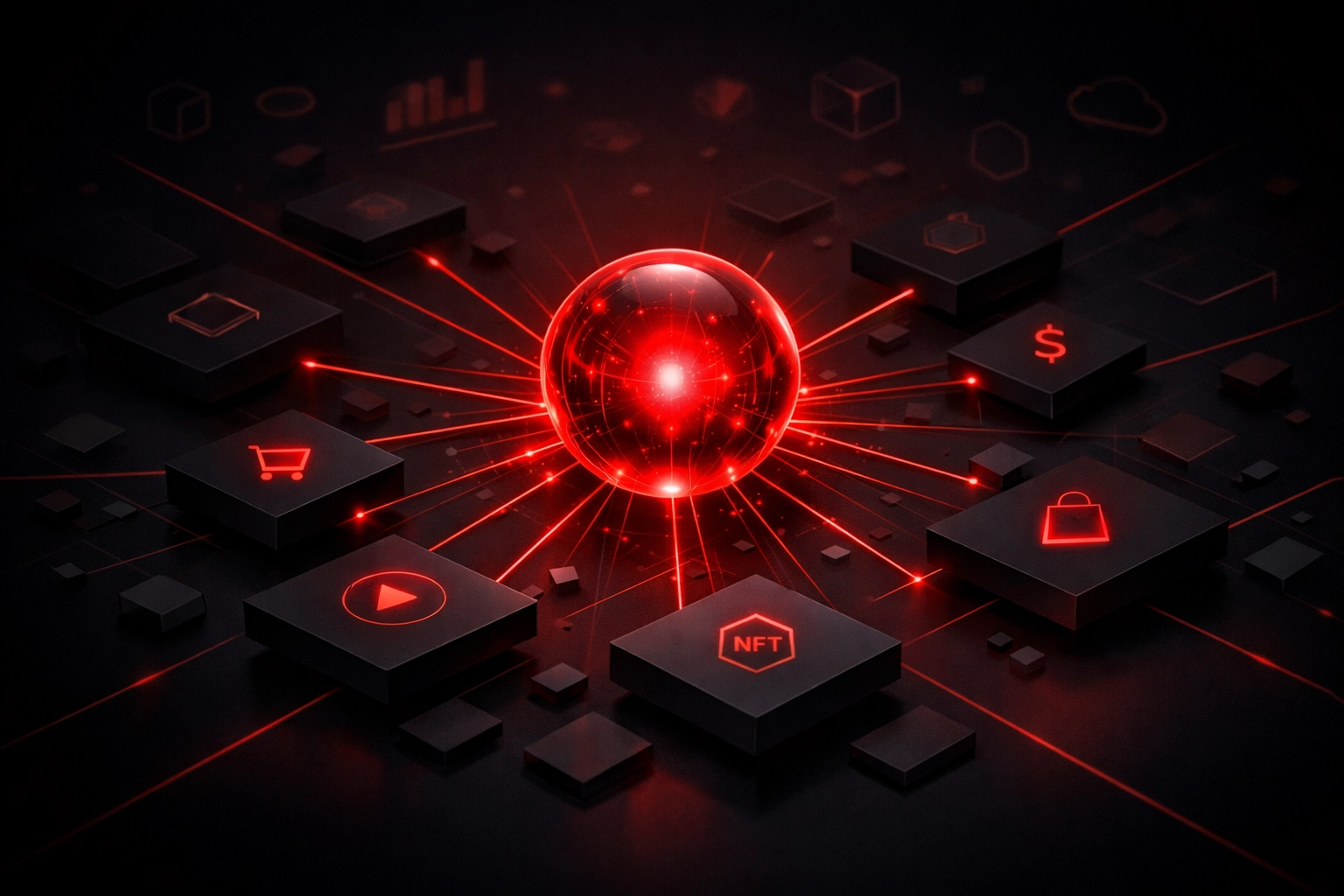 AI agent connecting to a digital marketplace network via the Agentic Commerce Protocol.