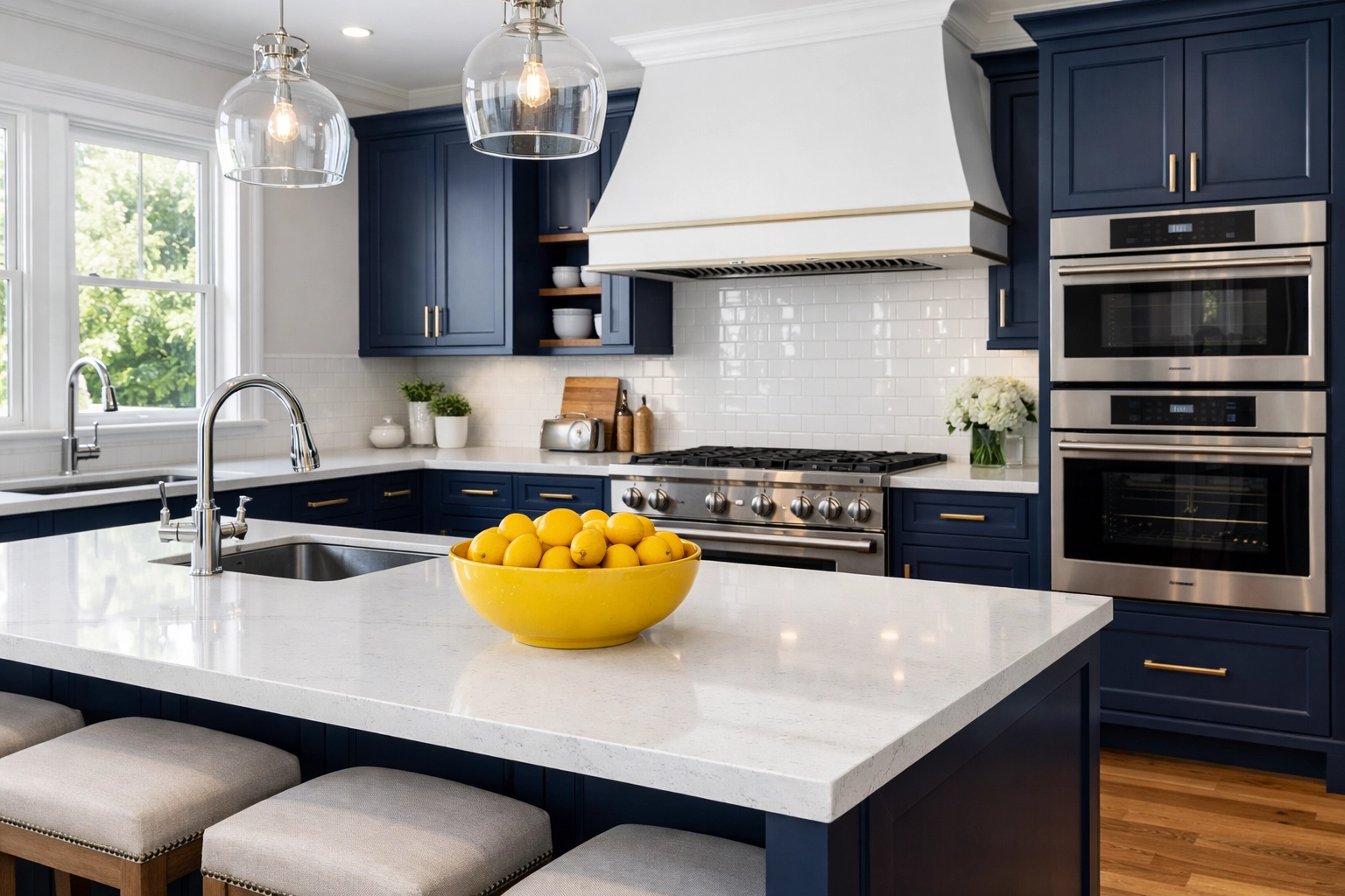 Clean luxury kitchen showing professional post construction cleaning rates result with no dust on counters.